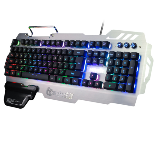 Tastiera Gaming USB RGB – Meccanica Impermeabile con Supporto Ergonomico