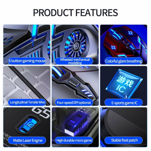 Mouse Gaming Dragon 6 Tasti – 3200 DPI 4 Livelli DPI con Luce Breathing