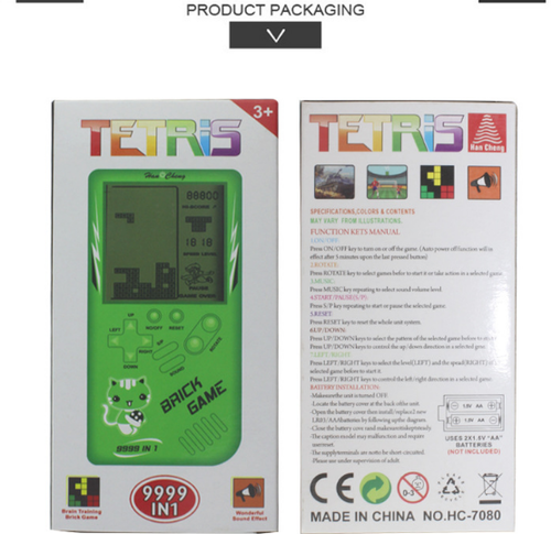 Console Retro Portatile Tetris & Giochi Classici | Giallo | Tascabile