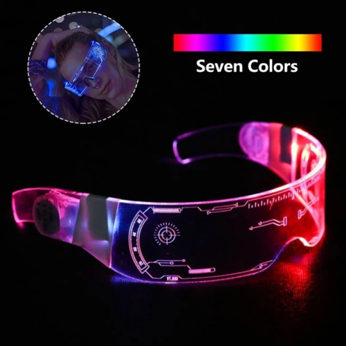 Occhiali LED Cyberpunk 7 Colori – Luminosi per Feste & Cosplay