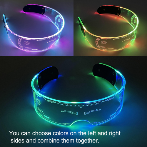 Occhiali LED Cyberpunk 7 Colori – Luminosi per Feste & Cosplay