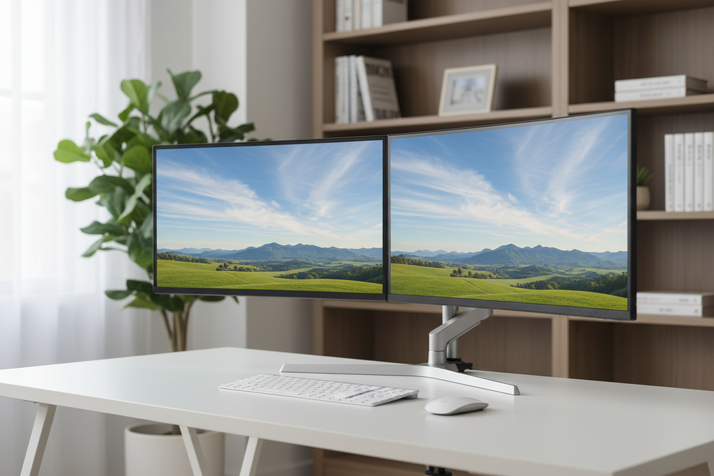 Supporto Monitor Doppio PRO – Setup ufficio con due monitor