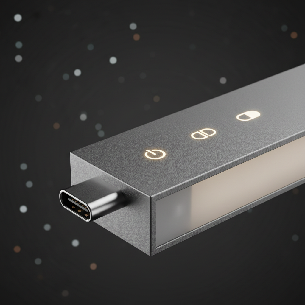 Monitor Light PRO dettaglio connettore USB-C e materiali premium